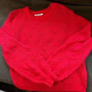 Red cable knit sweater